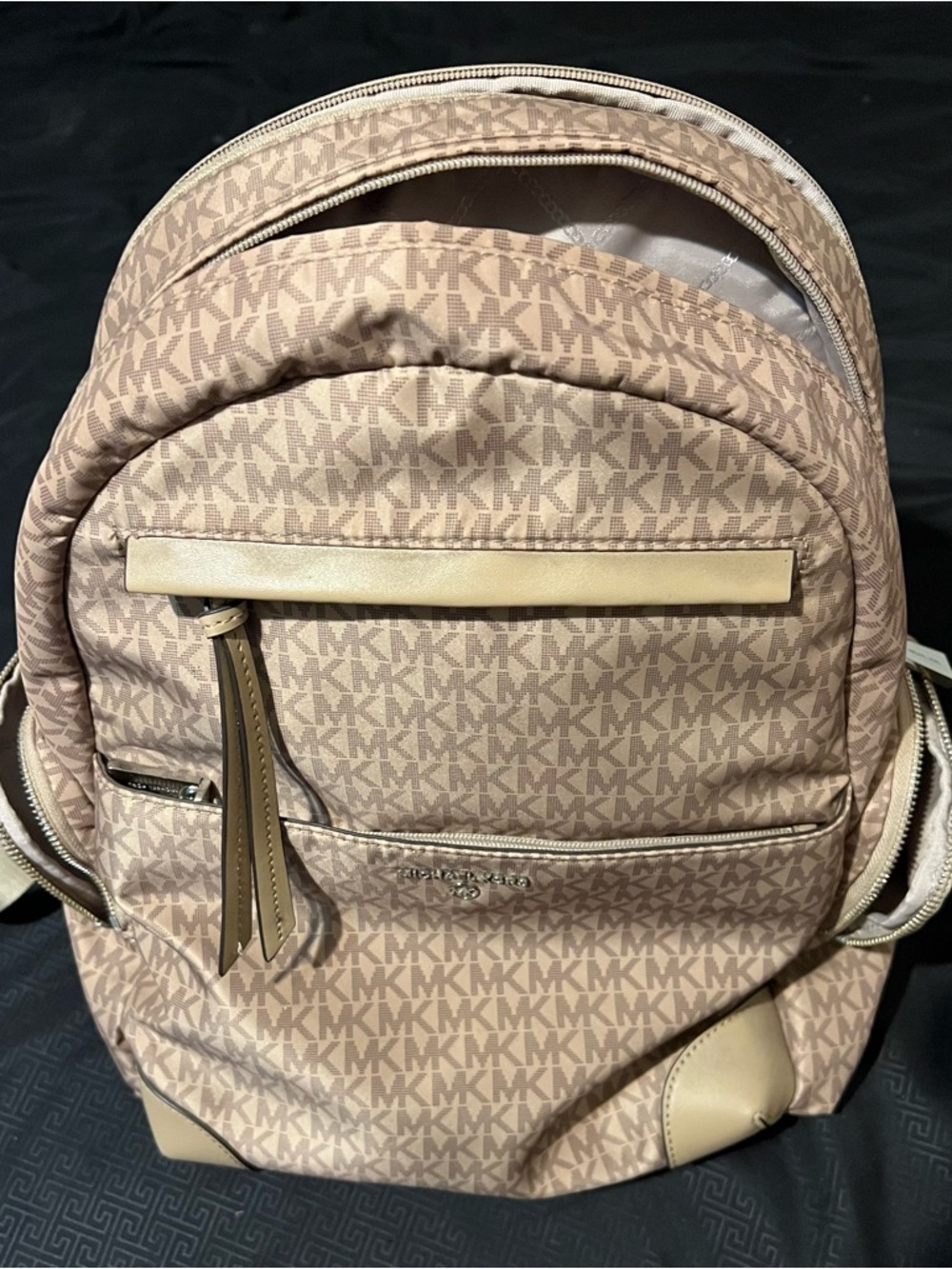 Michael Kors Neutral Beige MK Logo Backpack